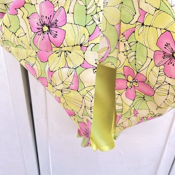 🍎 Cynthia Howie Petite Floral Silk Dress Size 10P (AA3) - Picture 6 of 11